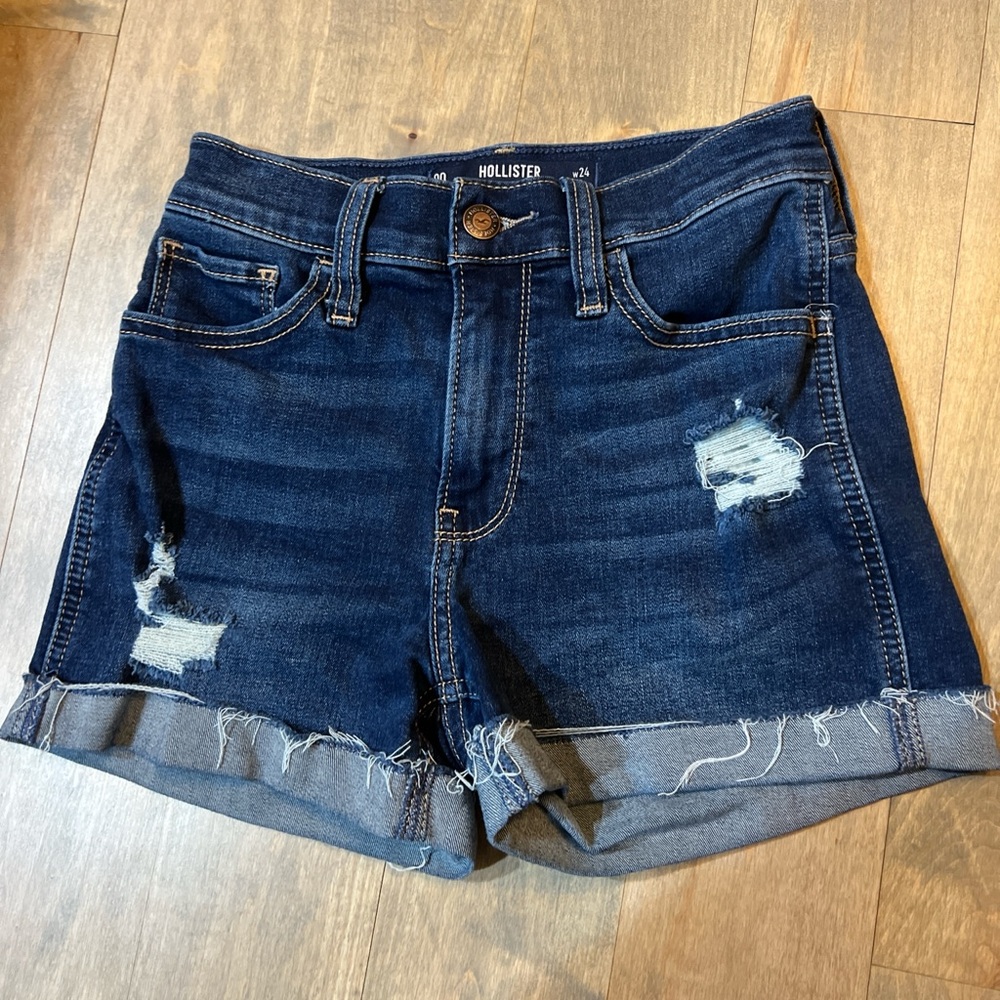 Hollister Women's Dark Blue Jean Shorts